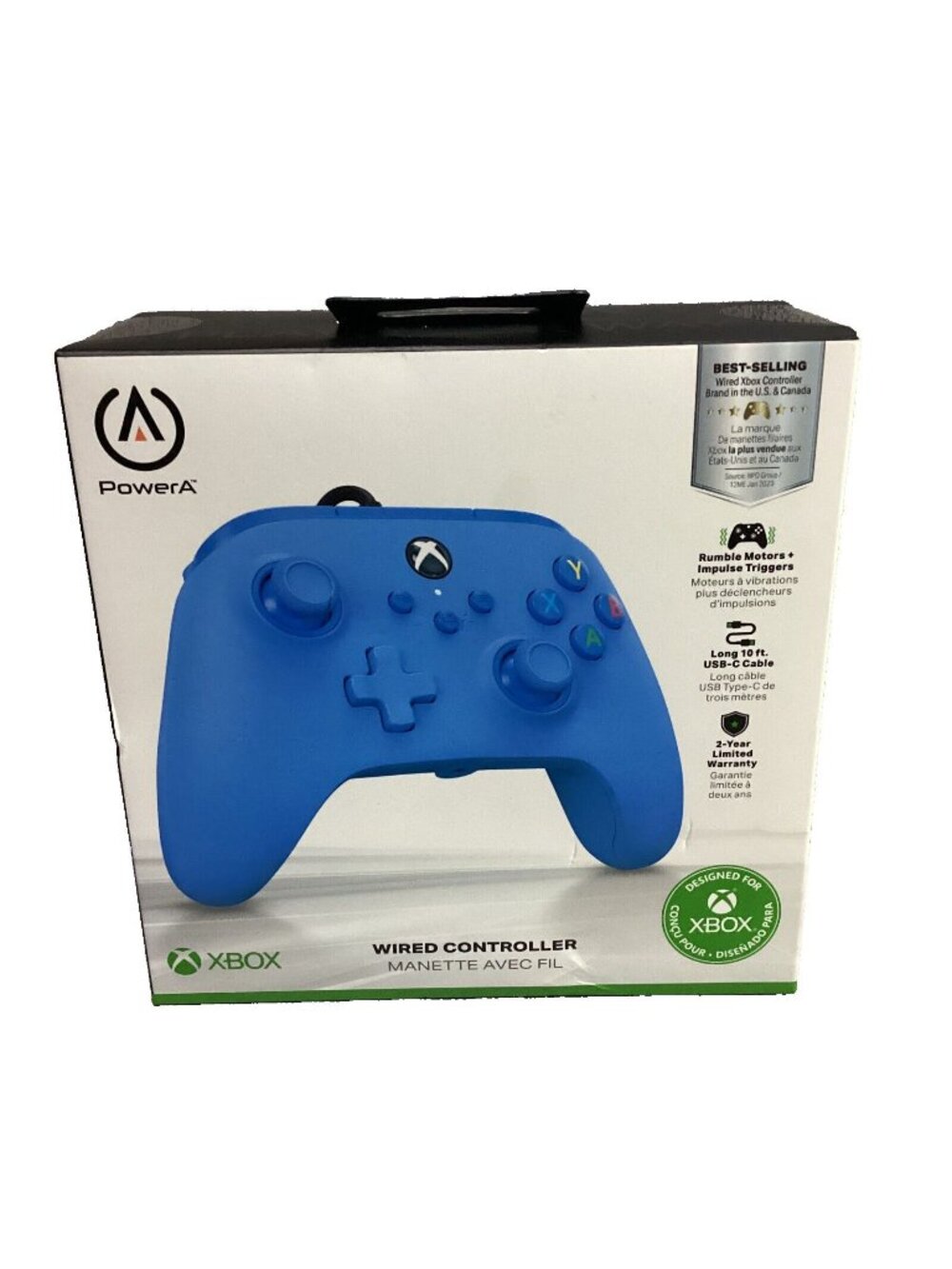 XBox Wired Controller Rumble Motors Impulse Triggers Blue PowerA Brand New Boxed